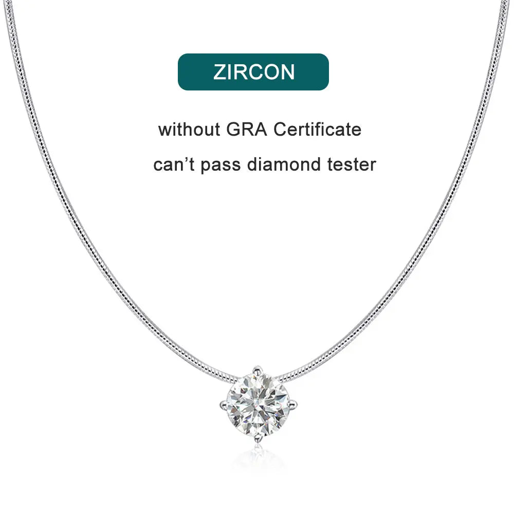 D VVS1 Moissanite Necklace – 18K White Gold, 925 Silver