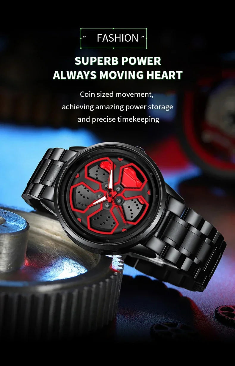 Men Watches Luxury Trend Reloj Hombre Mi Car Watch Men Quartz Movement Black Stainless Steel Strap Watch