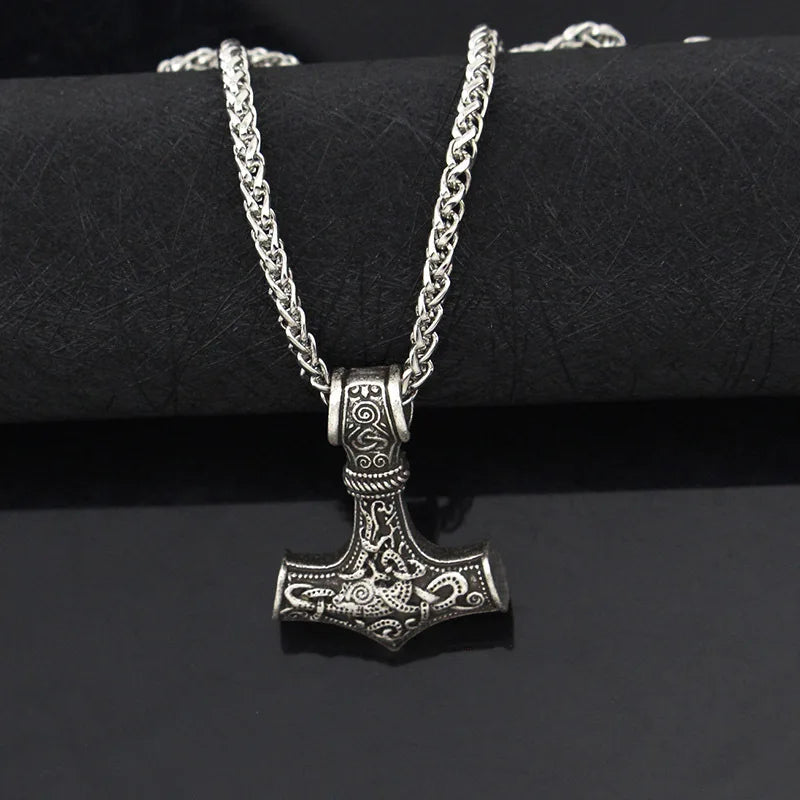 Viking Amulet Hammer Punk Necklace for Men