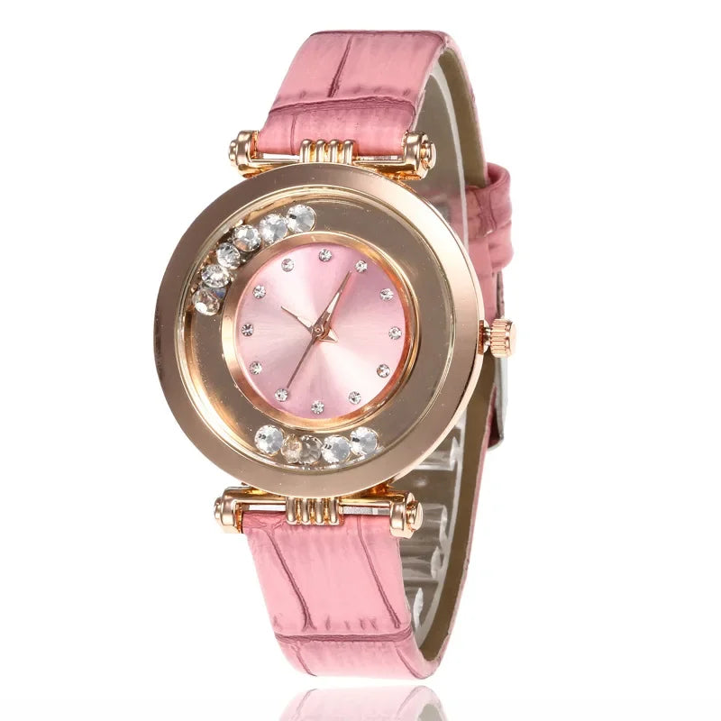 Luxury Temperament Ladies Watch Leather Belt Diamond Analog Quartz Watch Reloj Mujer Montre Femme