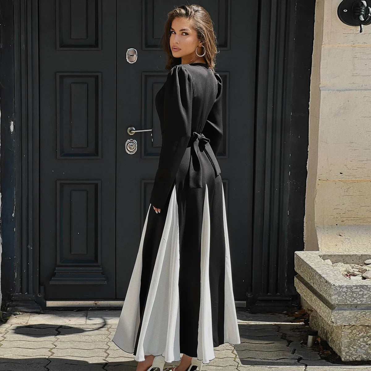 Women's Clothing 2025 Spring and Summer Celebrity Style Mid-waist Lace-up Dress