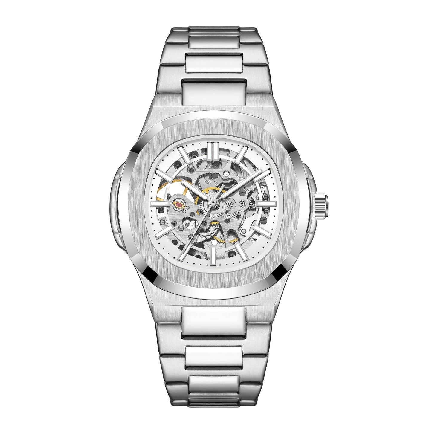 Luxury Automatic Mechanical Wristwatch For Men Skeleton Stainless Steel Sapphire glass Male Clock 2023