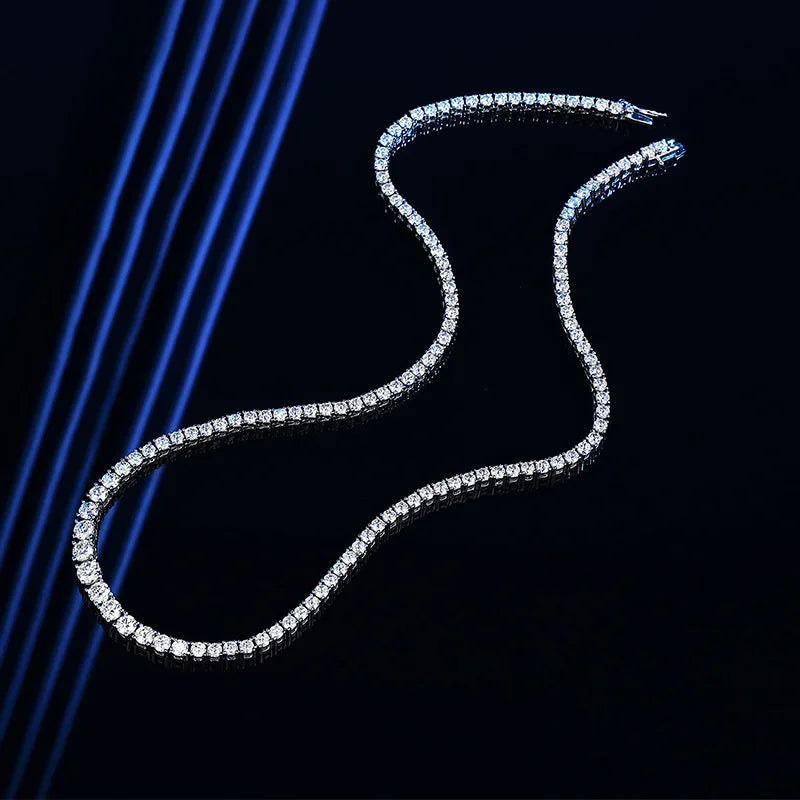 Smyoue Moissanite Tennis 100% Solid Silver Plated Necklace