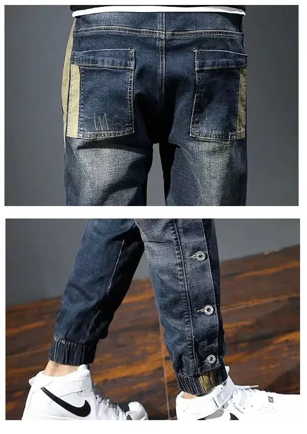 Men Harem Pants Fashion Pockets Designer Loose Baggy Moto Jeans