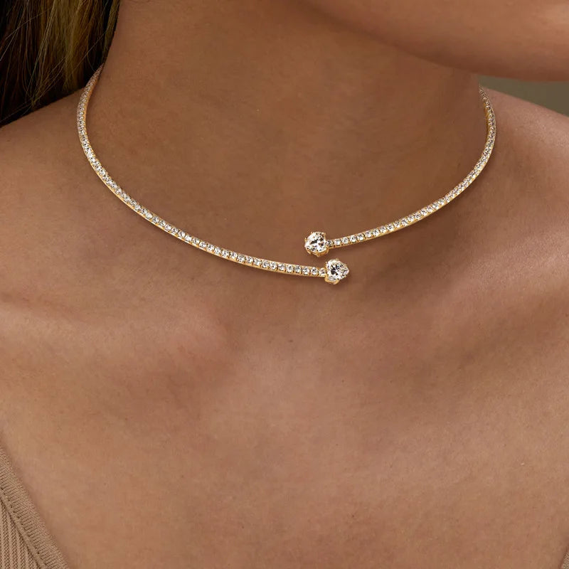 Heart-Cut Moissanite Choker – S925 Wedding Necklace
