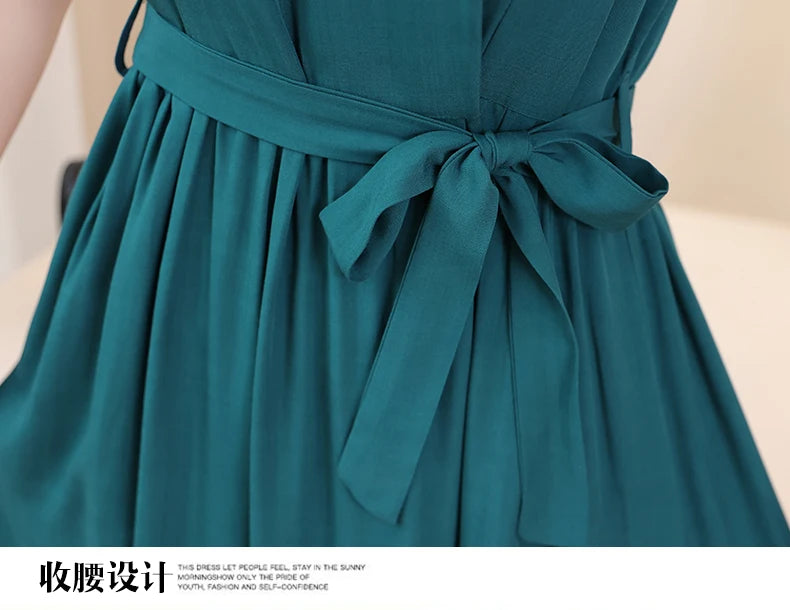 New Fashion Summer Dresses For Women 2025 Elegant Casual Short Sleeve Midi Dress