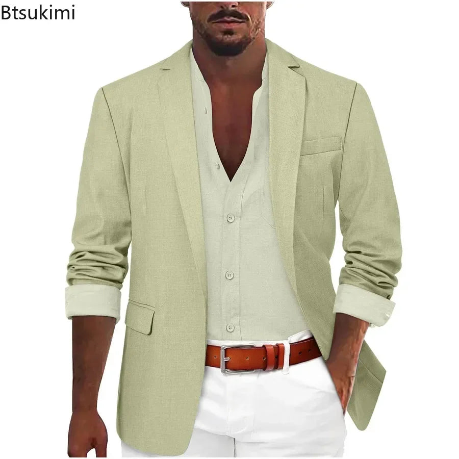 2025 Fashion Men's Clothing Business Casual Blazer Coats Classic Single Button Slim Fit Suit Jackets