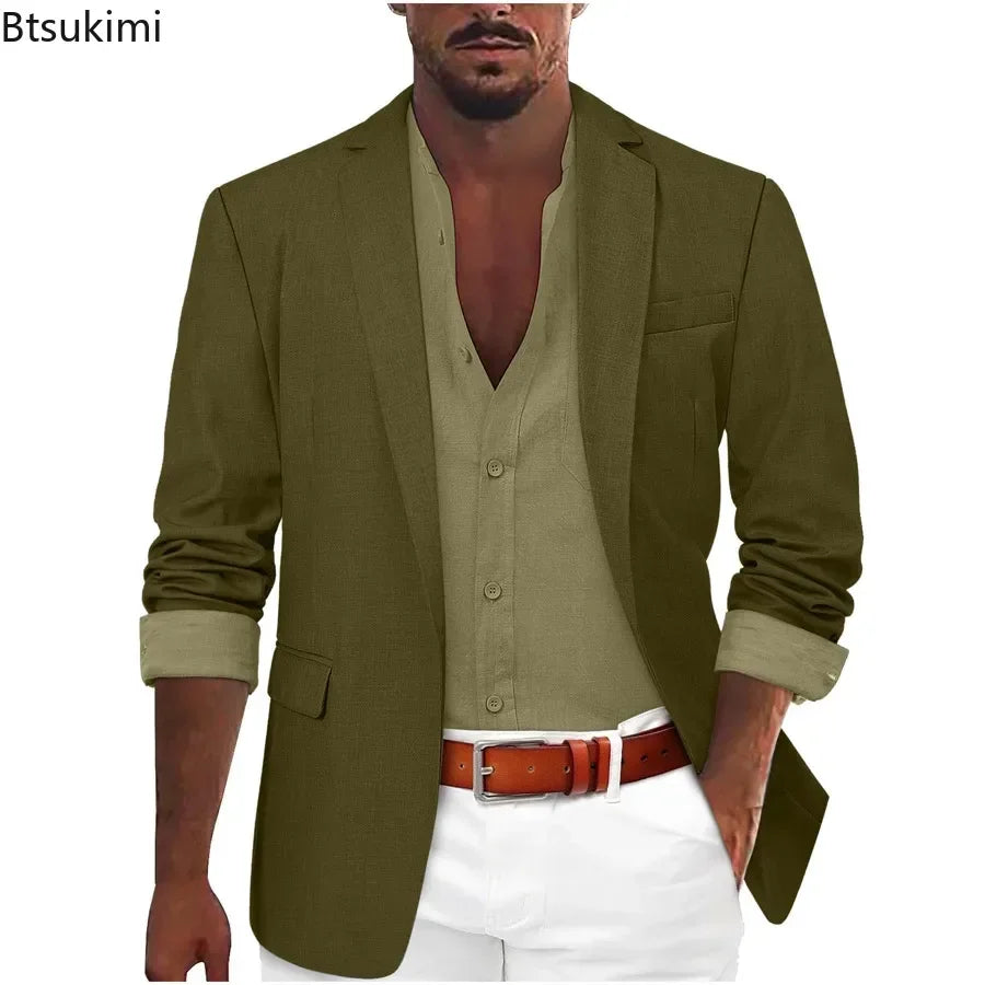 2025 Fashion Men's Clothing Business Casual Blazer Coats Classic Single Button Slim Fit Suit Jackets