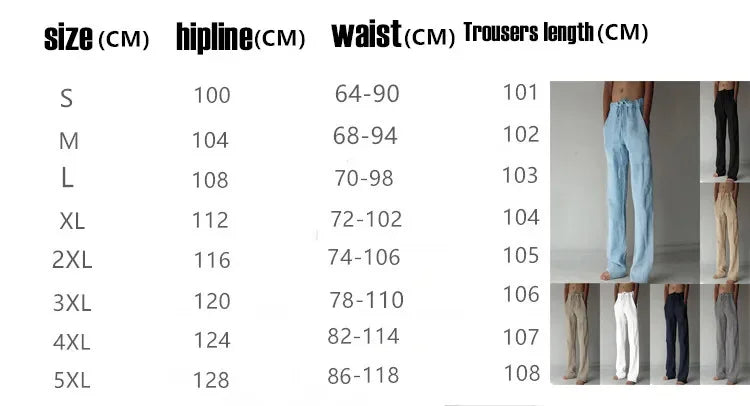 2025 New Fashion Mens Linen Oversize Sports Sweatpants