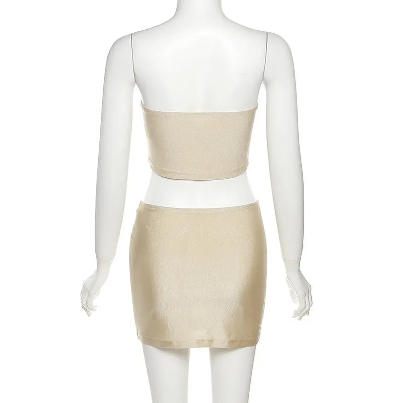 European and American Style Women's Clothing Fashion Sexy Chest-wrapped Small Vest Slim-fitting Hip-wrapped Skirt Suit Women