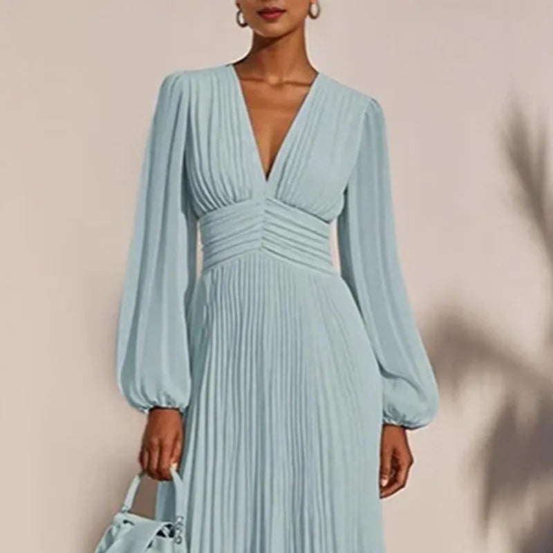 Elegant V-Neck Long Dress