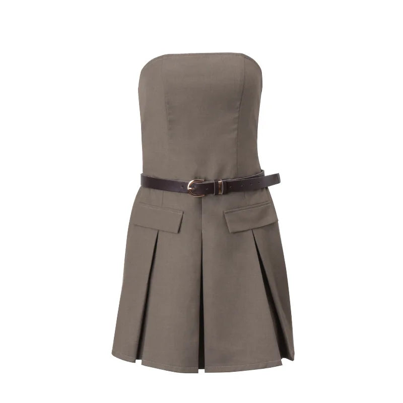 Retro Strapless Slim Dress