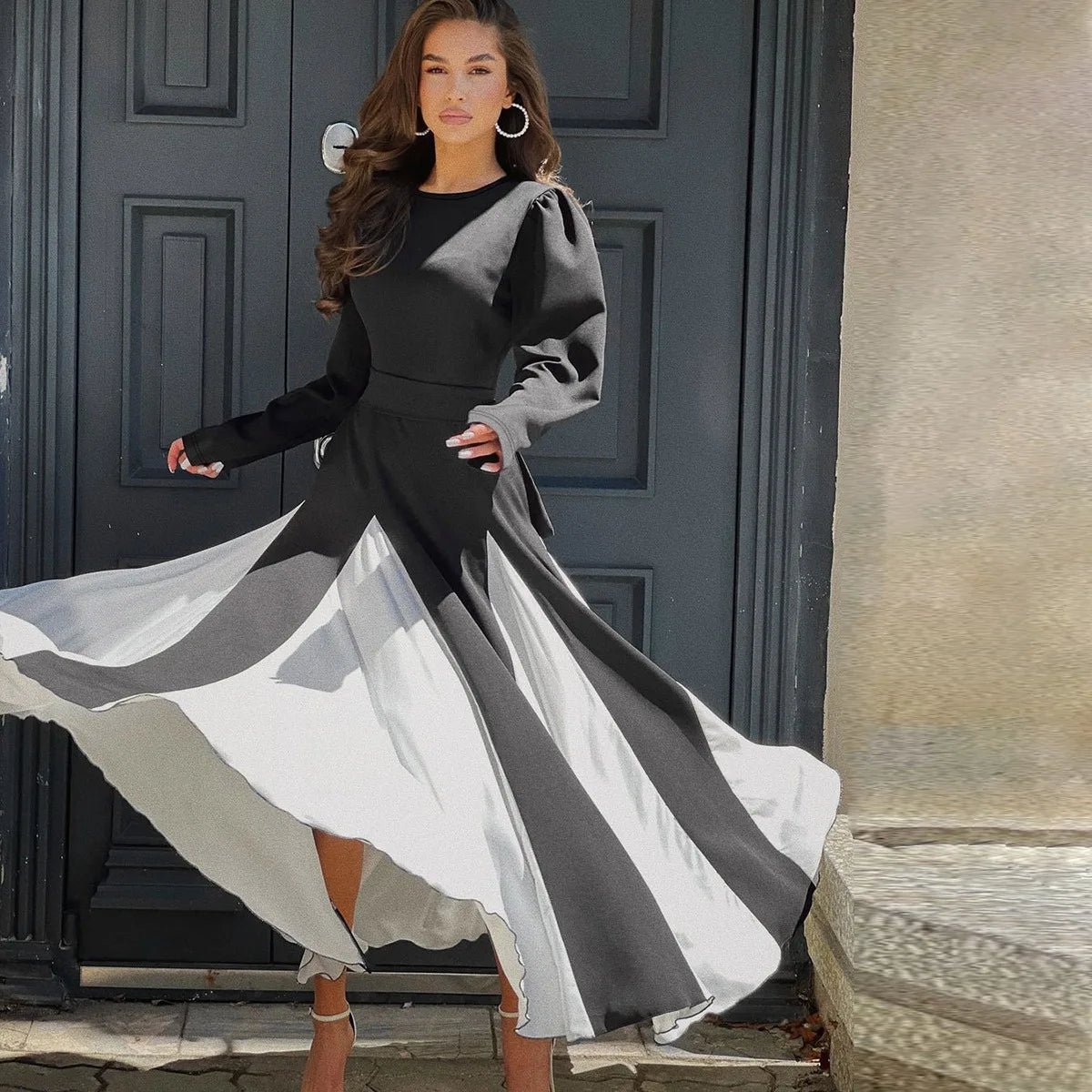 Women's Clothing 2025 Spring and Summer Celebrity Style Mid-waist Lace-up Dress