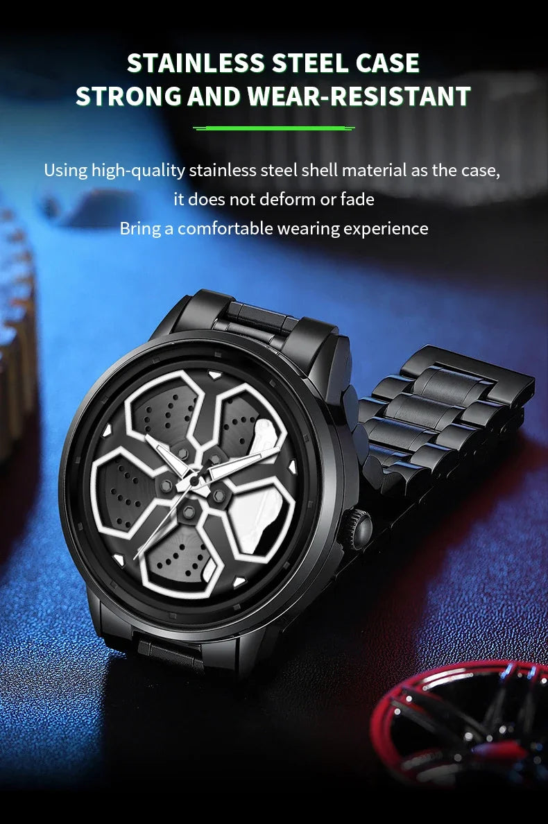 Men Watches Luxury Trend Reloj Hombre Mi Car Watch Men Quartz Movement Black Stainless Steel Strap Watch