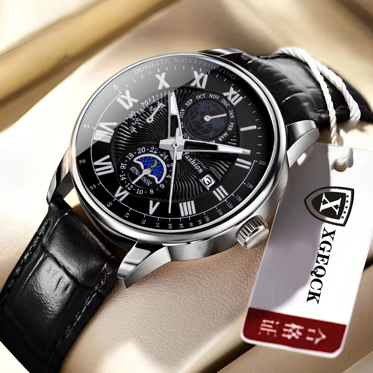 2024 Top Luxury Sport Men's Wristwatch Waterproof Luminous Leather Date Quartz Watch