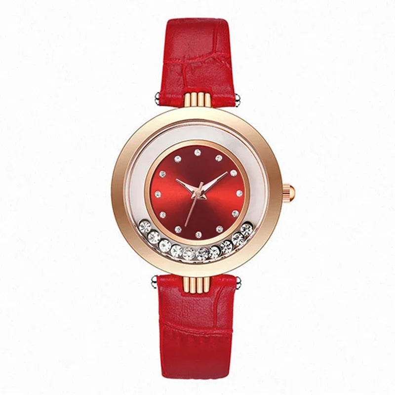 Luxury Temperament Ladies Watch Leather Belt Diamond Analog Quartz Watch Reloj Mujer Montre Femme