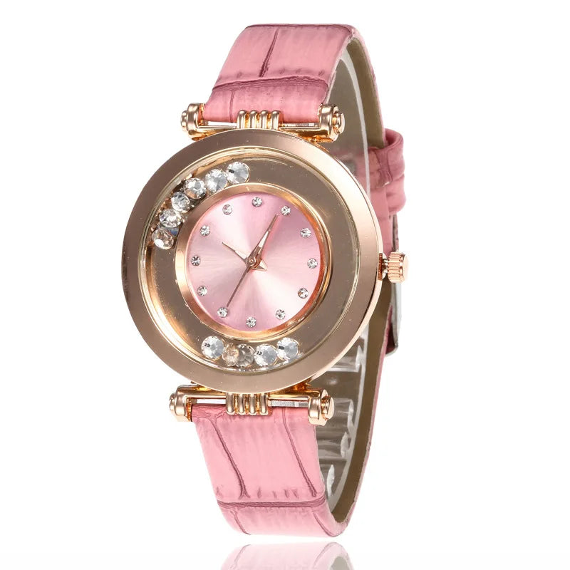 Luxury Temperament Ladies Watch Leather Belt Diamond Analog Quartz Watch Reloj Mujer Montre Femme