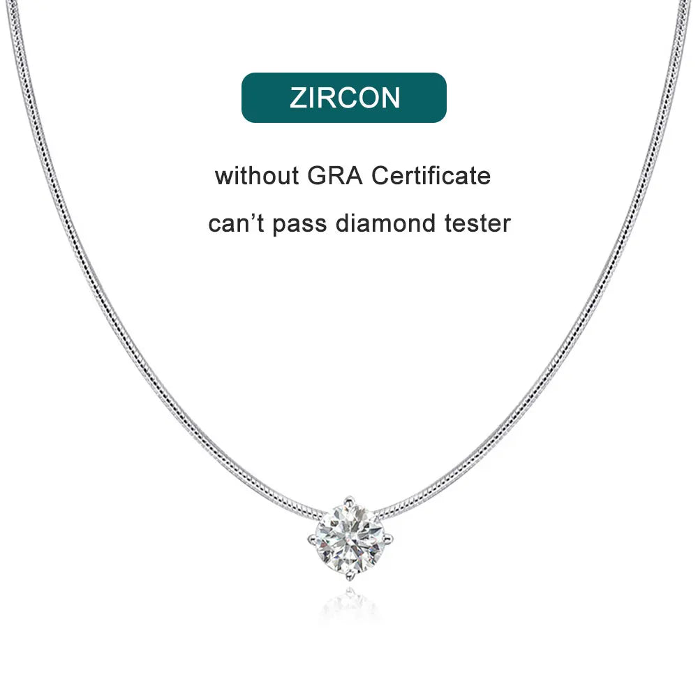 D VVS1 Moissanite Necklace – 18K White Gold, 925 Silver
