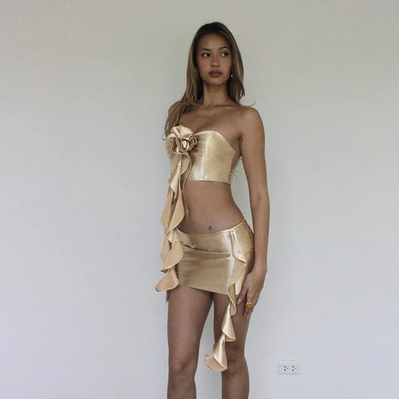 European and American Style Women's Clothing Fashion Sexy Chest-wrapped Small Vest Slim-fitting Hip-wrapped Skirt Suit Women