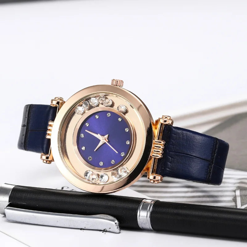 Luxury Temperament Ladies Watch Leather Belt Diamond Analog Quartz Watch Reloj Mujer Montre Femme