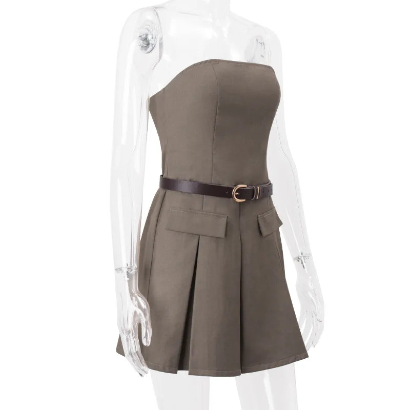 Retro Strapless Slim Dress
