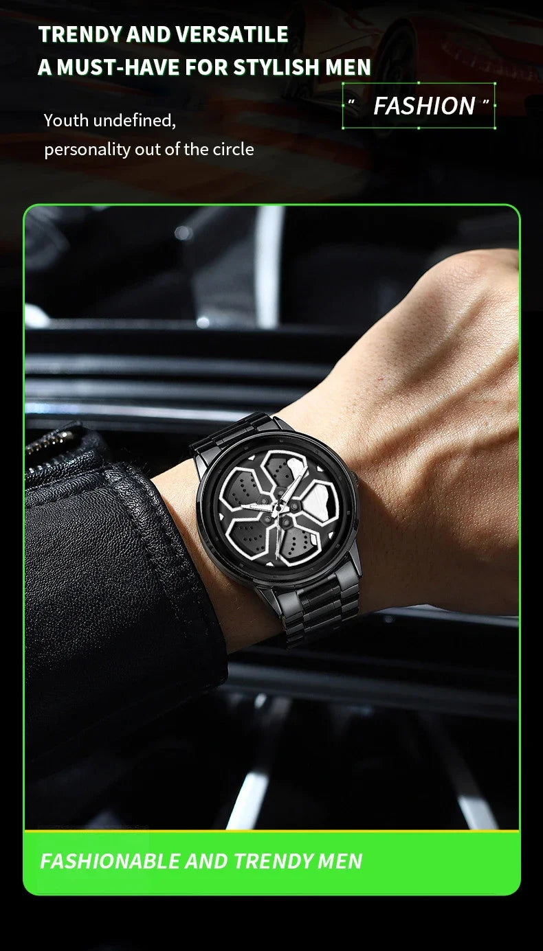 Men Watches Luxury Trend Reloj Hombre Mi Car Watch Men Quartz Movement Black Stainless Steel Strap Watch