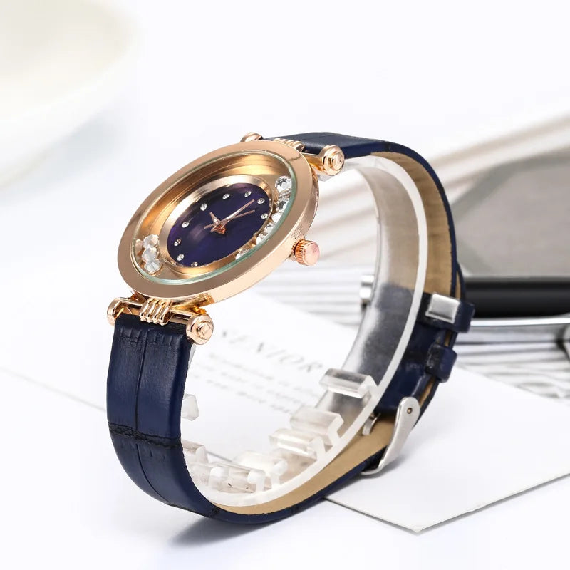 Luxury Temperament Ladies Watch Leather Belt Diamond Analog Quartz Watch Reloj Mujer Montre Femme