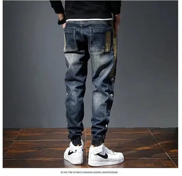 Men Harem Pants Fashion Pockets Designer Loose Baggy Moto Jeans