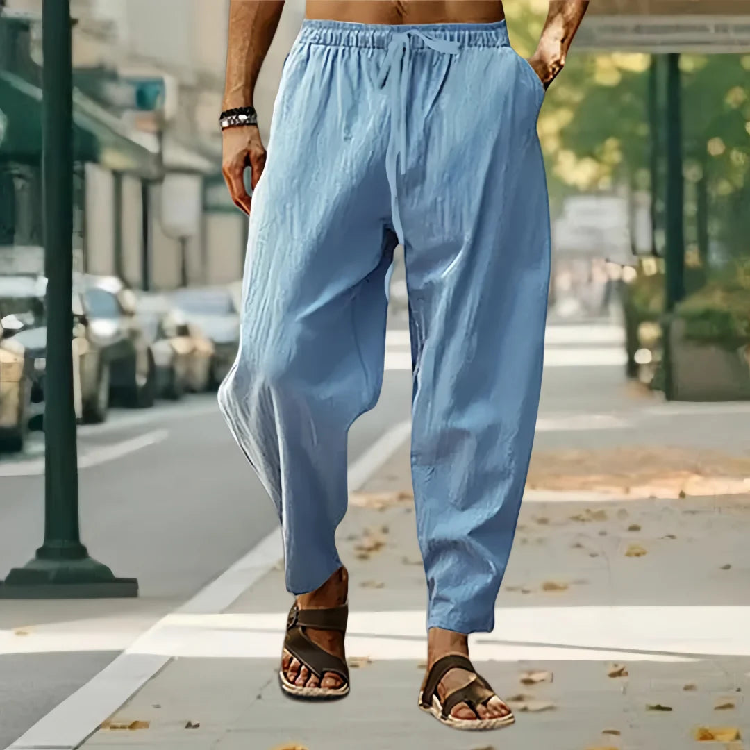 2025 New Fashion Mens Linen Oversize Sports Sweatpants
