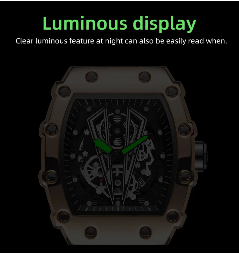 Foreign Trade Watch Large Dial For Men Quartz Waterproof Sport Square Luminous Watch