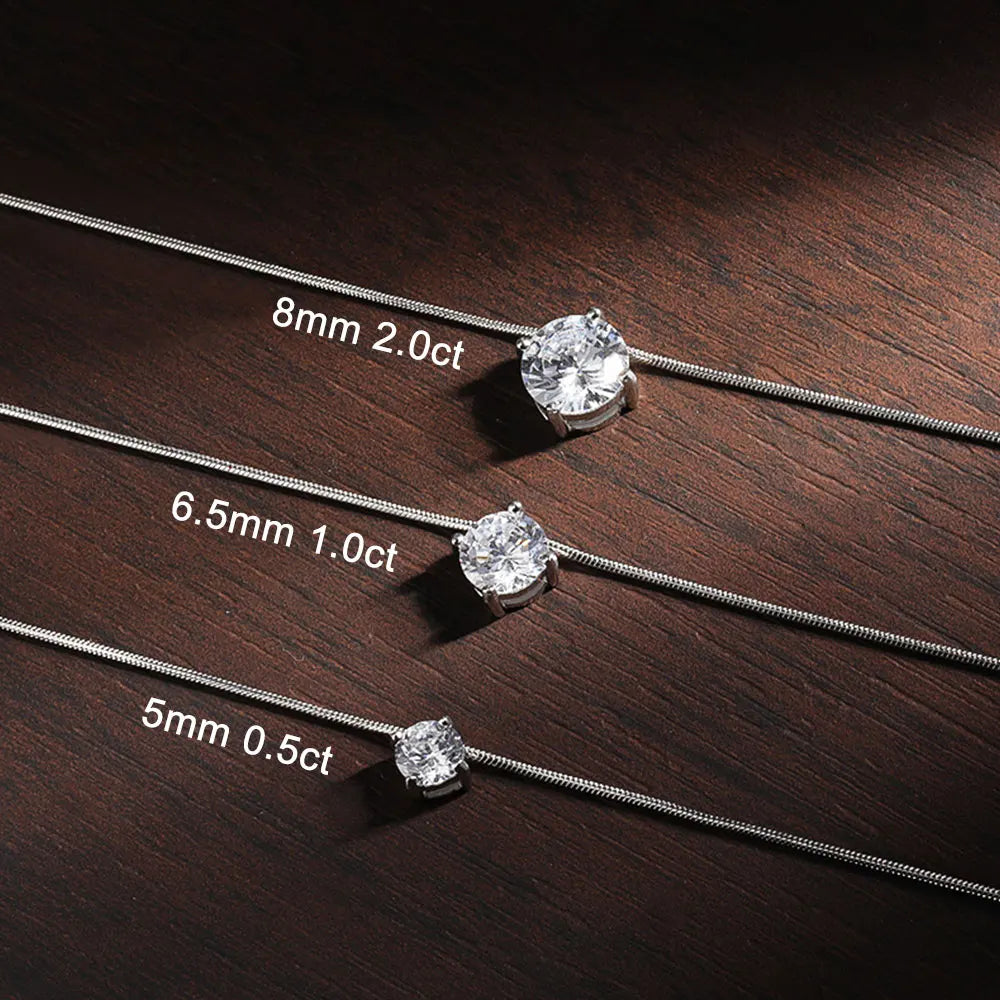D VVS1 Moissanite Necklace – 18K White Gold, 925 Silver