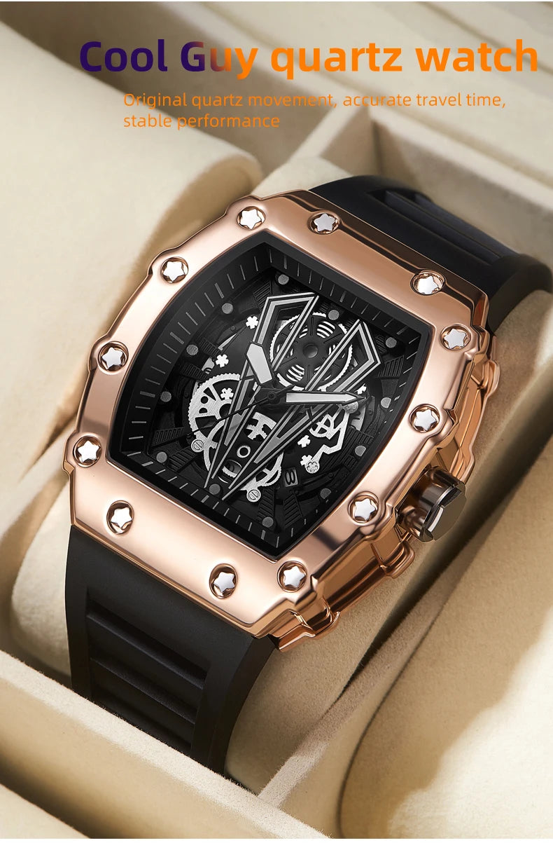 Foreign Trade Watch Large Dial For Men Quartz Waterproof Sport Square Luminous Watch