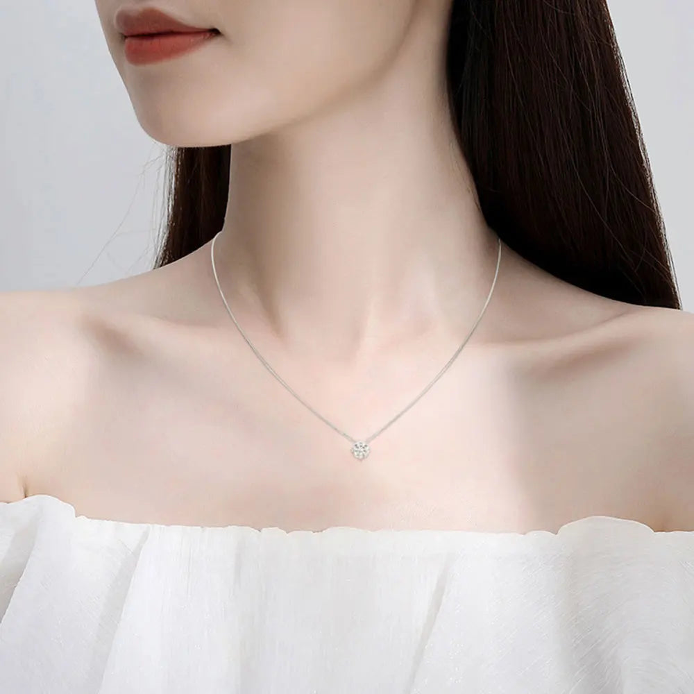 D VVS1 Moissanite Necklace – 18K White Gold, 925 Silver