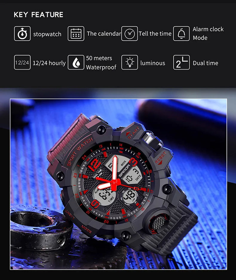Men's Watches Top Brand Luxury 5ATM Waterproof Sport Military Quartz Watch for Men Clock Relogio Masculino 6024