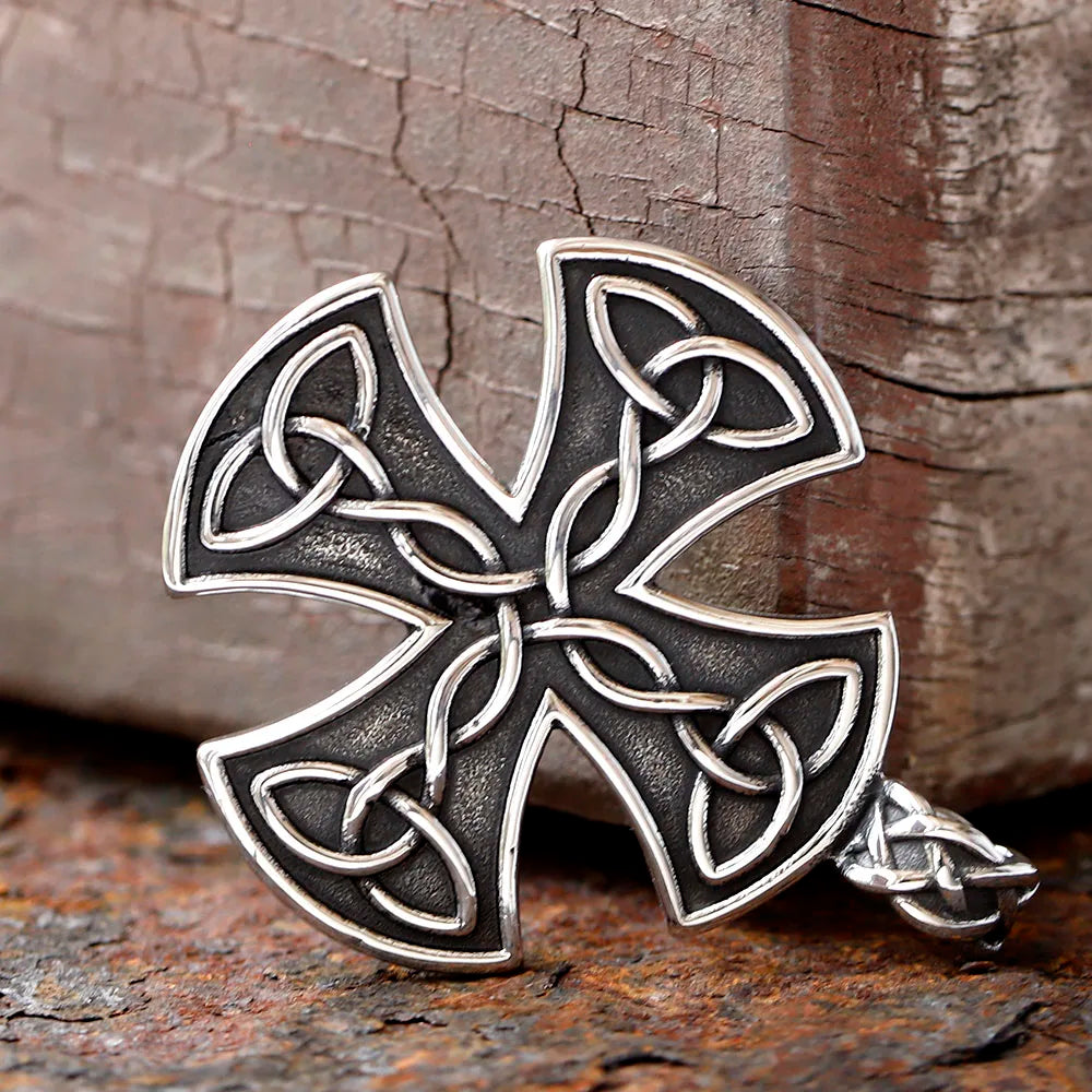 Titanium Steel Celtic Cross Necklace Pendant Vintage Chain for Men