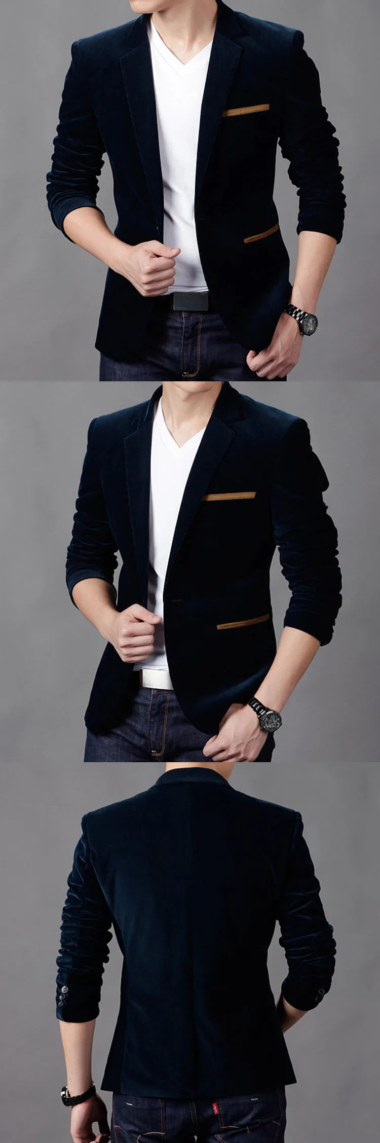 Mens Corduroy Blazers Autumn Spring Fashion Male Casual Suit Jacket