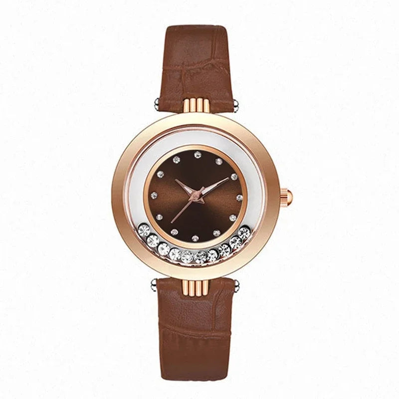 Luxury Temperament Ladies Watch Leather Belt Diamond Analog Quartz Watch Reloj Mujer Montre Femme