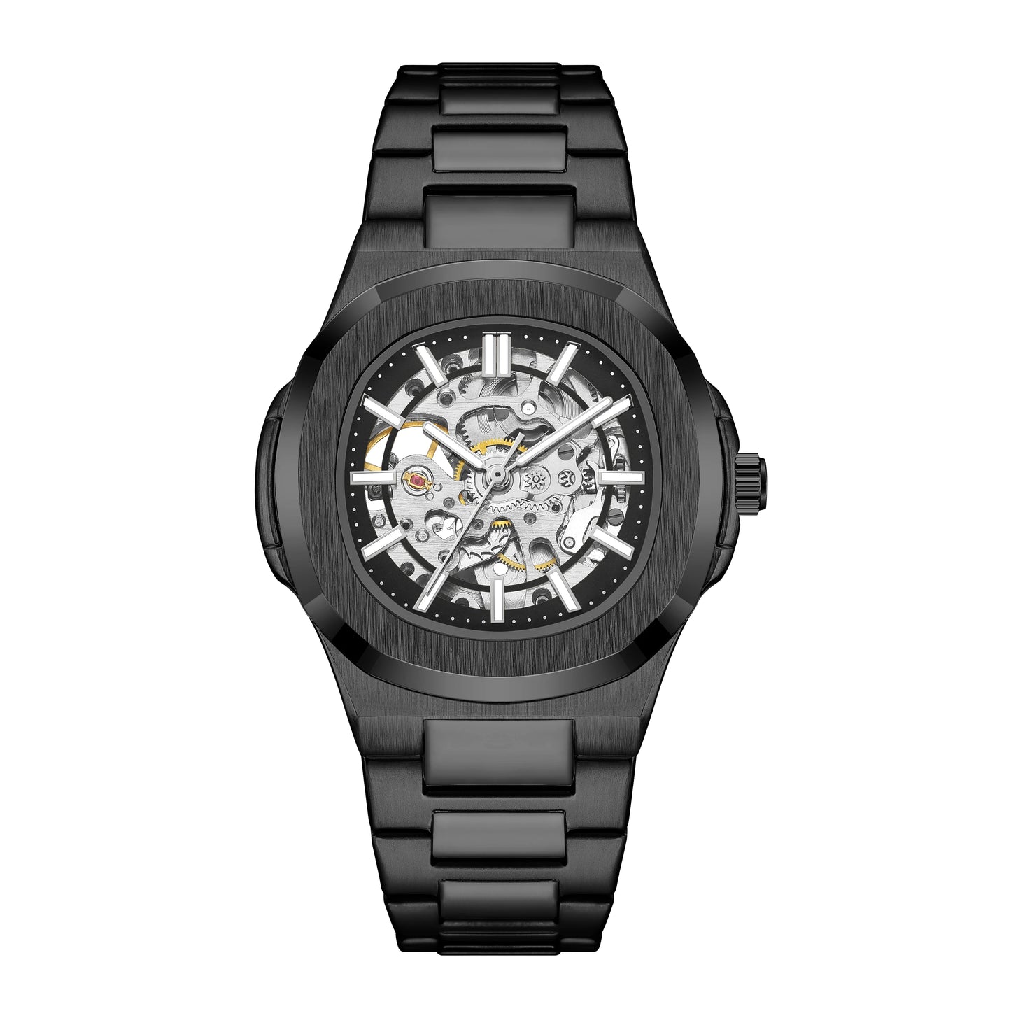 Luxury Automatic Mechanical Wristwatch For Men Skeleton Stainless Steel Sapphire glass Male Clock 2023