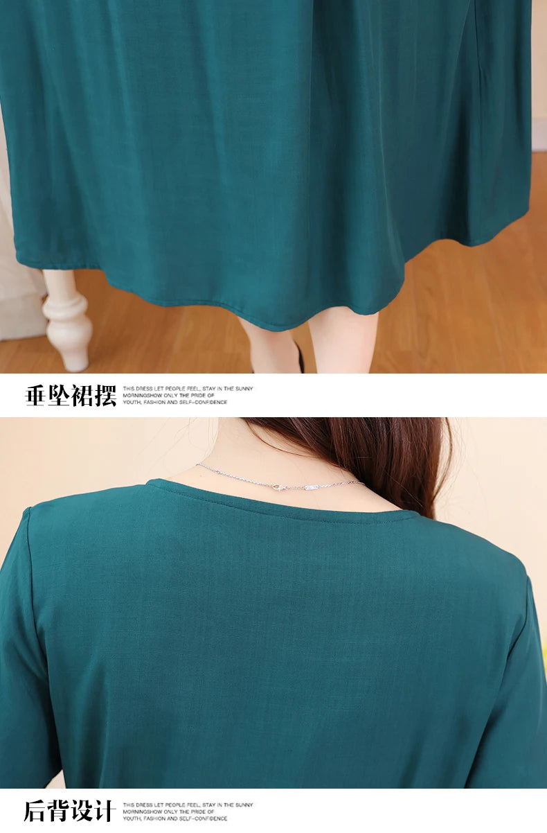 New Fashion Summer Dresses For Women 2025 Elegant Casual Short Sleeve Midi Dress