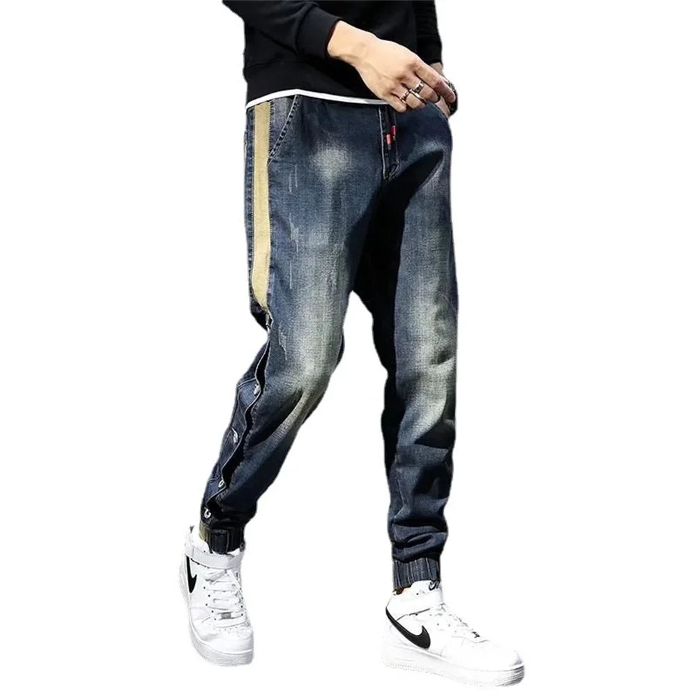 Men Harem Pants Fashion Pockets Designer Loose Baggy Moto Jeans