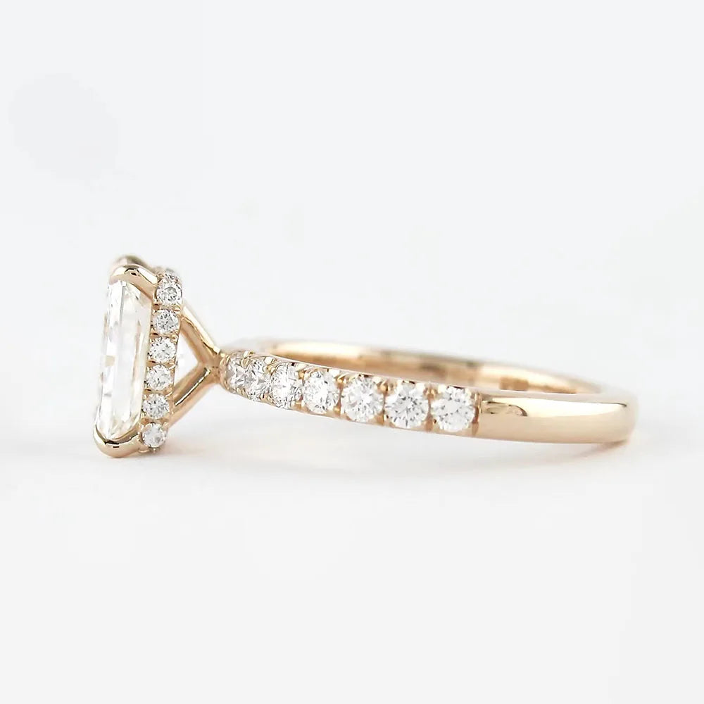 Radiant D Color 1 2 3Ct IGI Lab Grown Solid 18K Rose Gold Diamond Ring