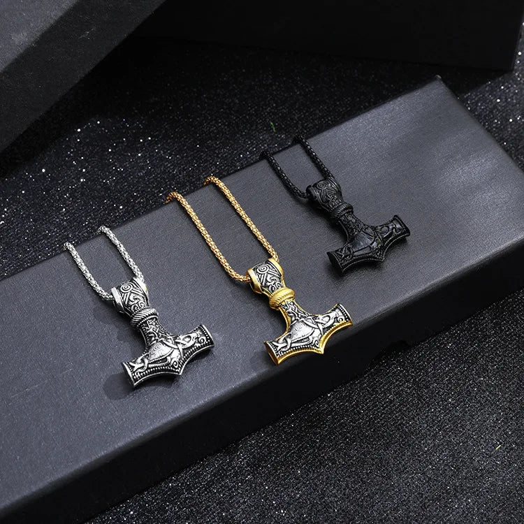 Viking Amulet Hammer Punk Necklace for Men