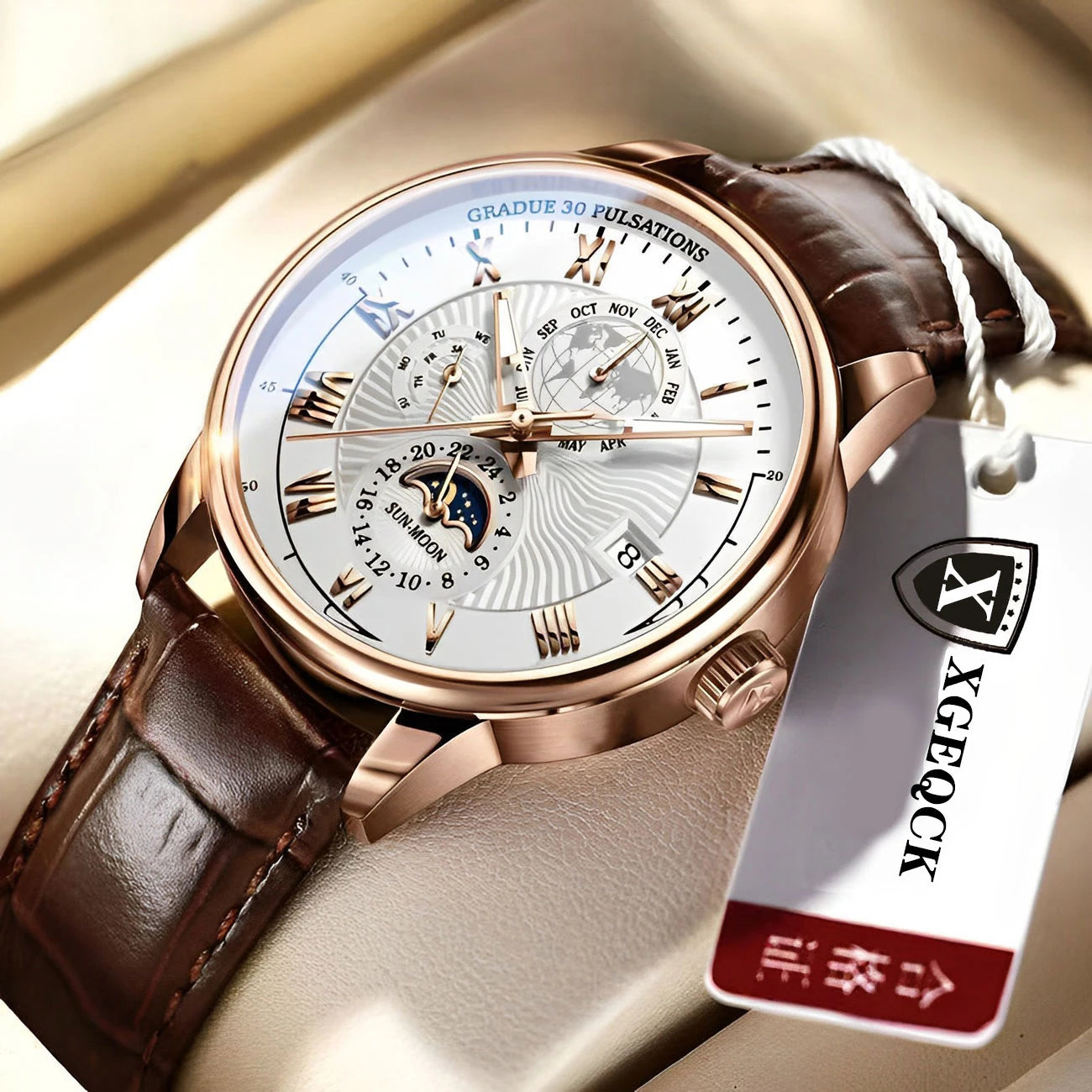 2024 Top Luxury Sport Men's Wristwatch Waterproof Luminous Leather Date Quartz Watch