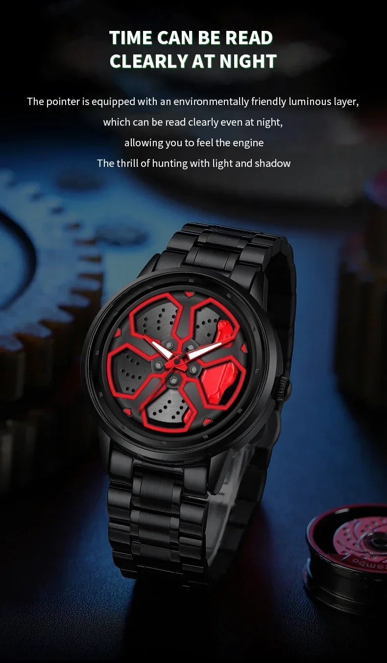Men Watches Luxury Trend Reloj Hombre Mi Car Watch Men Quartz Movement Black Stainless Steel Strap Watch