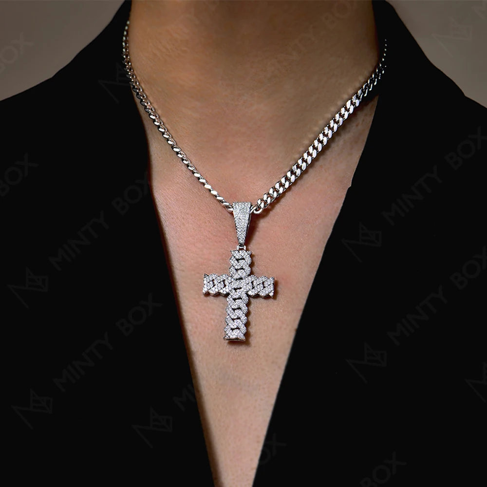 S925 Cross Necklace – Moissanite Lab Diamond Sparkle