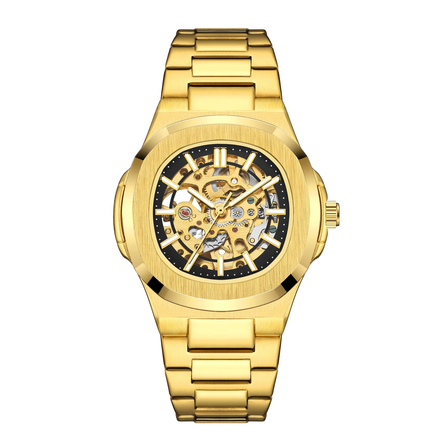 Luxury Automatic Mechanical Wristwatch For Men Skeleton Stainless Steel Sapphire glass Male Clock 2023