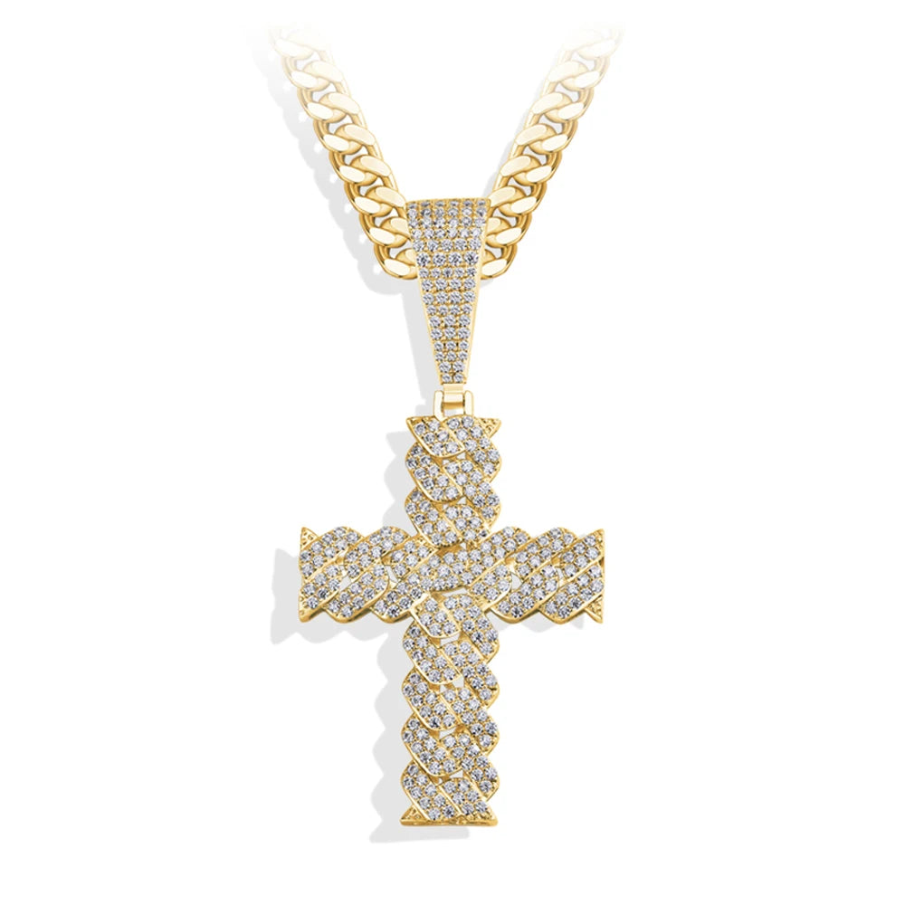 S925 Cross Necklace – Moissanite Lab Diamond Sparkle