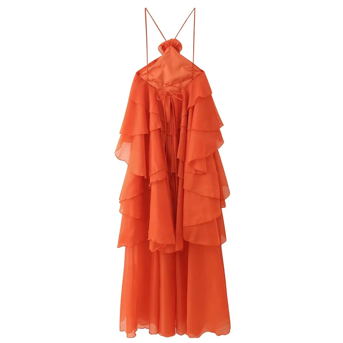 New Women's Clothing European and American Style Fashion Simple Casual Three-Dimensional Flower Layered Decorative Dress