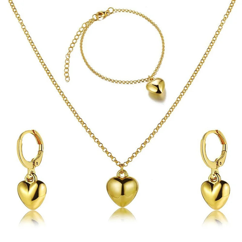 3 Pcs Round Pearl Jewelry Set Of Earring Pendant Necklace For Women