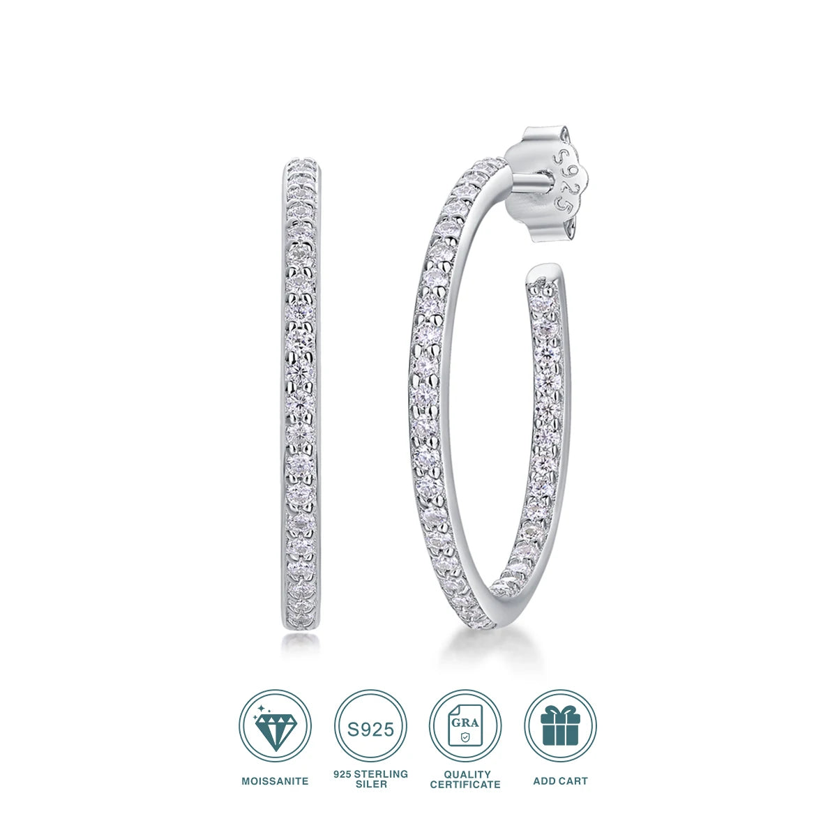 Moissanite Gold Hoop Earrings – Sparkling Luxury Style